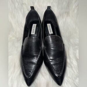 Steve Madden Black Leather Slip-On Loafers